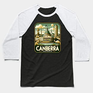 Canberra Vintage Travel Sticker Baseball T-Shirt